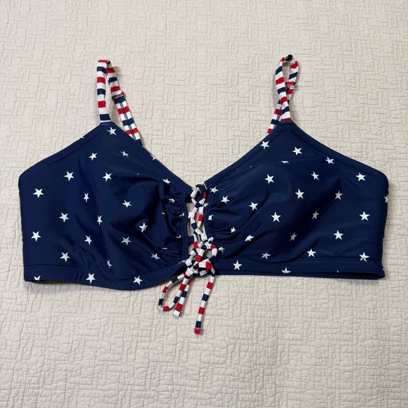 Swim by Cacique Stars & Stripes Swim Top Red White Blue No Wire Size 22 - Picture 1 of 8